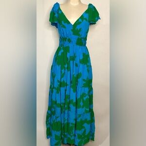 Anthropologie Blue & Green Maxi Dress Sz S